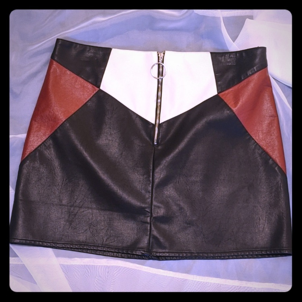 Mini Faux Leather Moto Skirt